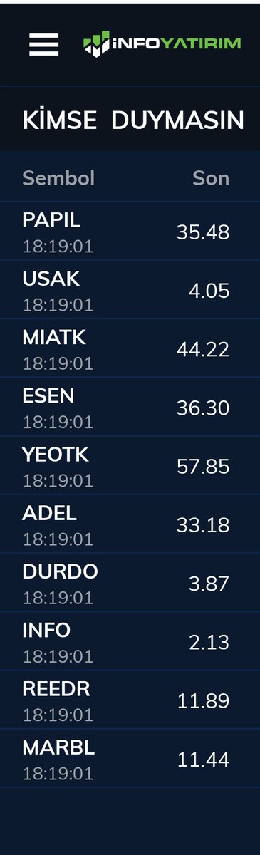 Takip listem yarın  ytd asla