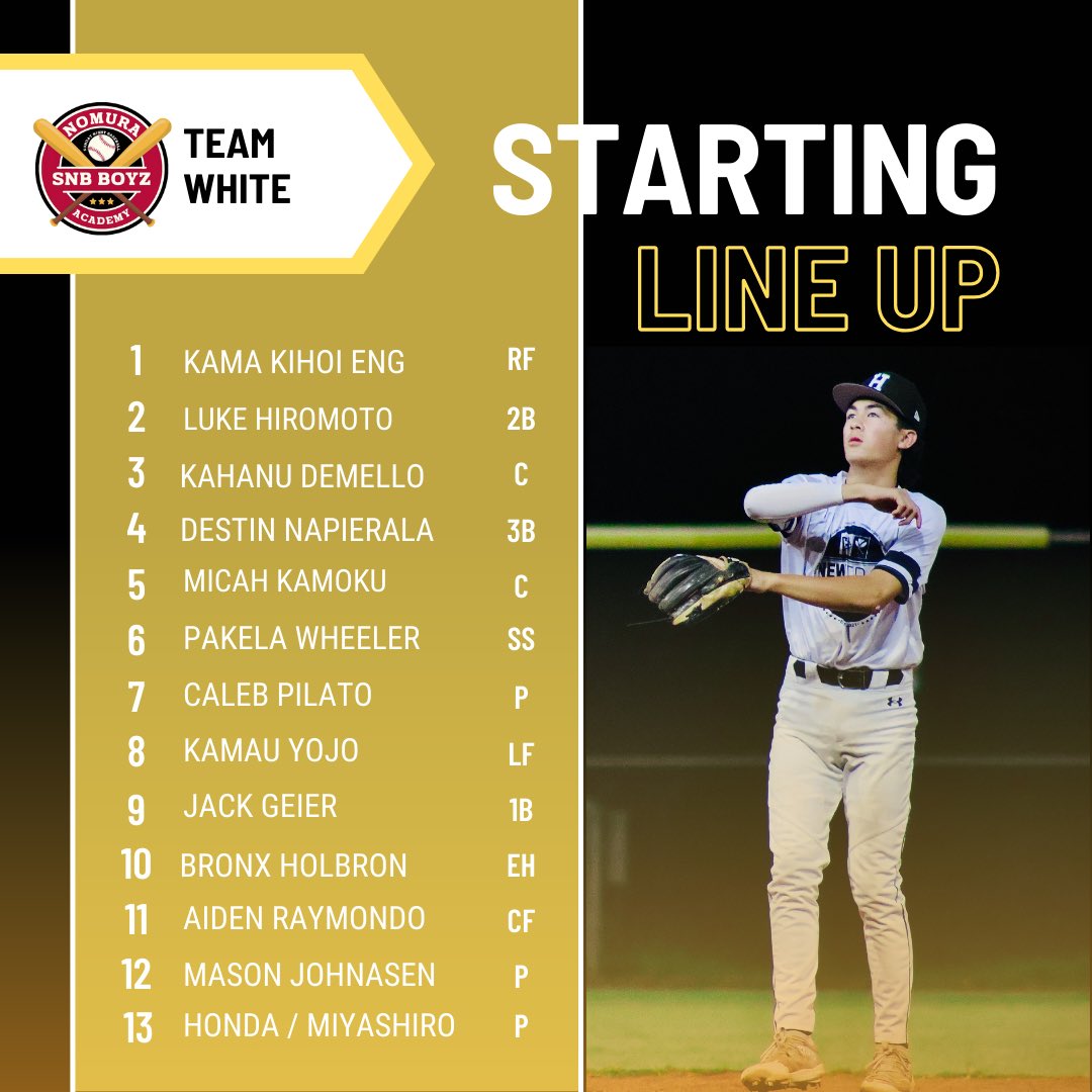 SNBonOAHU's tweet photo. Starting Lineups &amp; Pitching for GM3 of the Underclass Prospect Series ⚡️⚾️🤙🏽

#UCPSeries | @NomuraAcademy https://t.co/zXDCHQXleO
