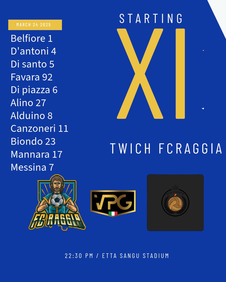 FC Raggia (@fcraggia) on Twitter photo Full Time ๐๏ธ
๐<a href="/VPGItaly/">VPG Italy ๐ฎ๐น</a>
๐ฆ22:40 PM
๐@asdcarmine โ
2-0
โฝ๏ธ<a href="/Mannara_17/">Mannara_17</a>
โฝ๏ธ<a href="/Messina_7/">Messina 7</a>
๐น<a href="/Messina_7/">Messina 7</a>
๐น<a href="/Il_Danto99/">Danto99</a> Full Time ๐๏ธ
๐<a href="/VPGItaly/">VPG Italy ๐ฎ๐น</a>
๐ฆ22:40 PM
๐@asdcarmine โ
2-0
โฝ๏ธ<a href="/Mannara_17/">Mannara_17</a>
โฝ๏ธ<a href="/Messina_7/">Messina 7</a>
๐น<a href="/Messina_7/">Messina 7</a>
๐น<a href="/Il_Danto99/">Danto99</a>