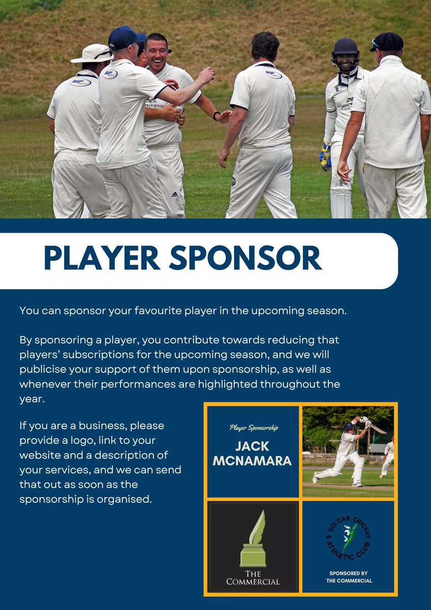 Golcar Cricket Club (@golcarcc) on Twitter photo A reminder that the season is fast approaching; get in touch quickly to sponsor your favourite #Golcar player for the upcoming season! #UTV #huddcricket A reminder that the season is fast approaching; get in touch quickly to sponsor your favourite #Golcar player for the upcoming season! #UTV #huddcricket
