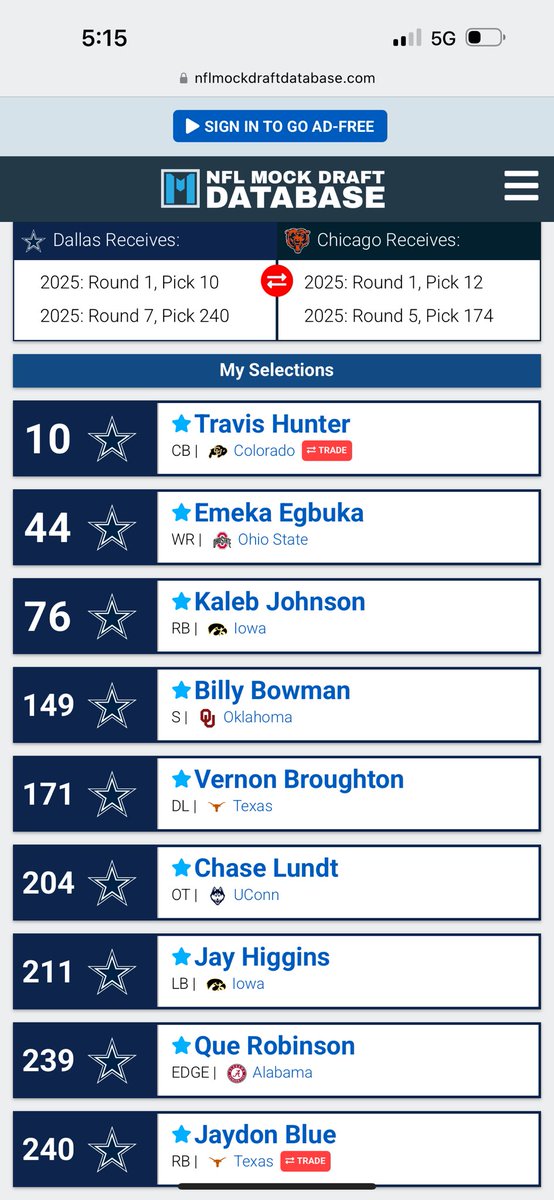 Travis slipped, traded 12th and 5th for 1st and 7th.. Also grabbed TE - Oronde Gadsen - Syracuse as last pick not shown <a href="/dallascowboys/">Dallas Cowboys</a> <a href="/DezBryant/">Dez Bryant</a> would you do it?