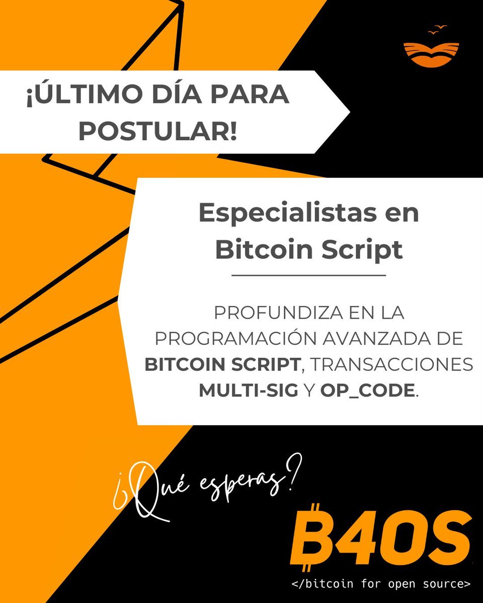 libdesatoshi's tweet image. Developer No te lo pierdas 🔥 Aprende a programar #BitcoinScript como gastar tus btc.
Learn with Senior developers @ibiko1 @JGMontoyaS @LedesmaNando from Bitcoin4OpenSource.
📷libreriadesatoshi.com