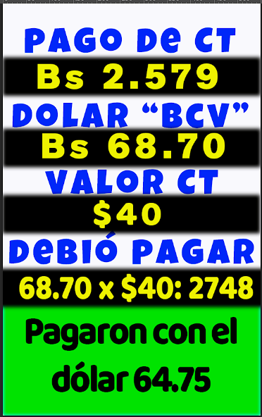 GremioDocente's tweet photo. Pagaron la Cesta Ticket con el dólar a 64, 75 cuando en realidad está a 68 Bs https://t.co/VFd9rpdODN