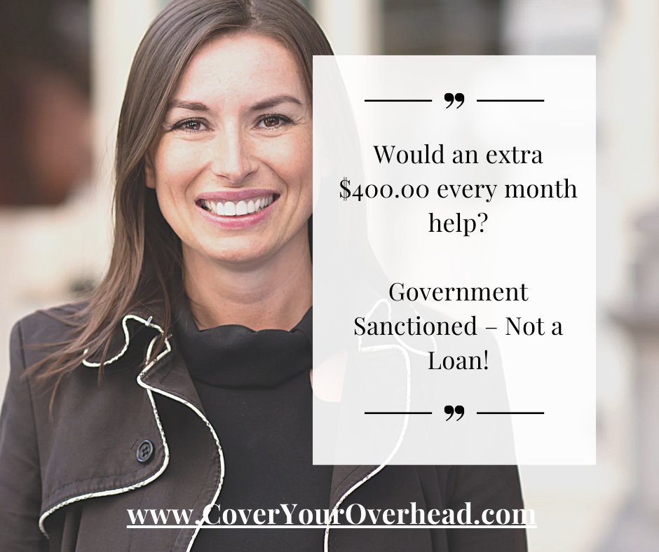 CreateMoreSales's tweet image. Would an extra $400.00 every month help?

Government Sanctioned – Not a Loan!

CoverYourOverhead.com