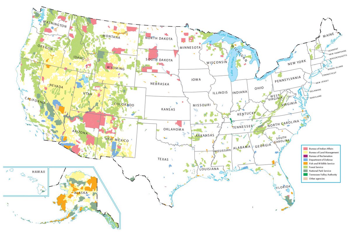 America's #publiclands are a rich tapestry that belongs to all of us. It includes national forests, national parks and rangelands. This map also illustrates Indian Reservation lands.