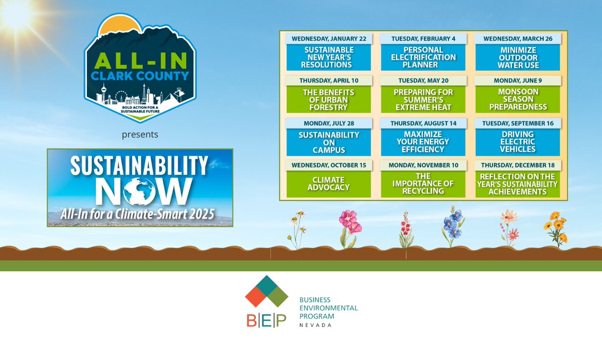 Don't miss out on <a href="/ClarkCountyDES/">Clark County Dept. of Environment & Sustainability</a>'s Sustainability NOW webinar series! The next webinar will be held at 1pm this Wednesday, 3/26. 

Go to AllinClarkCounty.com/Events, or click the link in our bio to register. Let's achieve your business sustainability goals!

#NvBEP #Sustainability