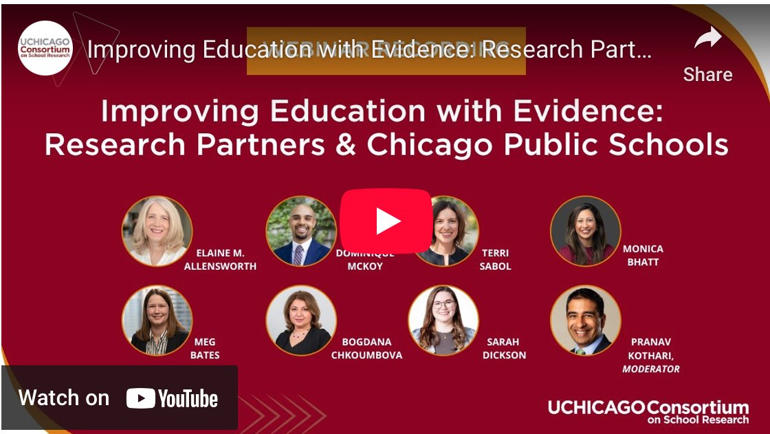 UChicago Urban Education Institute (@uchicagouei) on Twitter photo What insights and improvements are possible when school systems and research partners collaborate? Hear from <a href="/UChiConsortium/">UChicago Consortium</a>, <a href="/UChiToThrough/">The To&Through Project</a>, <a href="/ChiPubSchools/">CPS - Chicago Public Schools</a> leaders, and research partners in this recorded discussion on Improving Education with Evidence. consortium.uchicago.edu/resources/impr⦠What insights and improvements are possible when school systems and research partners collaborate? Hear from <a href="/UChiConsortium/">UChicago Consortium</a>, <a href="/UChiToThrough/">The To&Through Project</a>, <a href="/ChiPubSchools/">CPS - Chicago Public Schools</a> leaders, and research partners in this recorded discussion on Improving Education with Evidence. consortium.uchicago.edu/resources/imprā¦