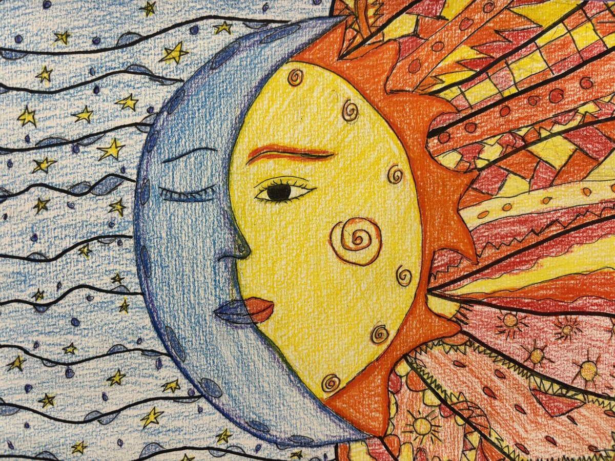 Sun and moon art to cap off our earth systems unit 🌝🌞