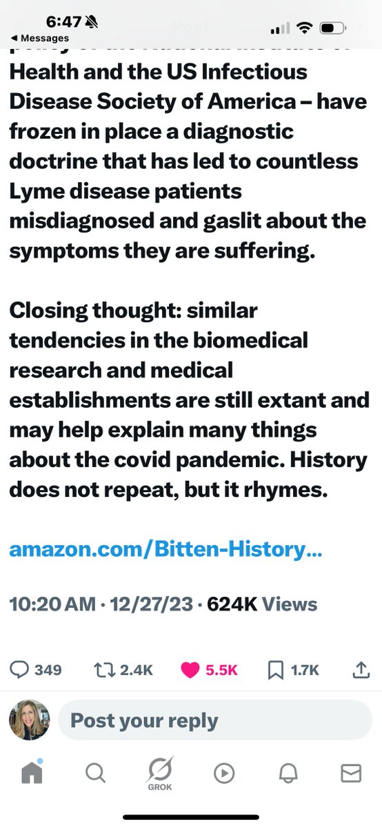 Melissa Bell (@fllymedisease) on Twitter photo Newly confirmed NIH Director, Stanford Professor <a href="/DrJBhattacharya/">Jay Bhattacharya</a> MD PhD, wrote a compelling review of <a href="/krisnewby/">Kris Newby</a>'s book Bitten - The Secret History of Lyme Disease and Biological Weapons. It is time to declassify records and focus on helping the millions of impacted patients Newly confirmed NIH Director, Stanford Professor <a href="/DrJBhattacharya/">Jay Bhattacharya</a> MD PhD, wrote a compelling review of <a href="/krisnewby/">Kris Newby</a>'s book Bitten - The Secret History of Lyme Disease and Biological Weapons. It is time to declassify records and focus on helping the millions of impacted patients