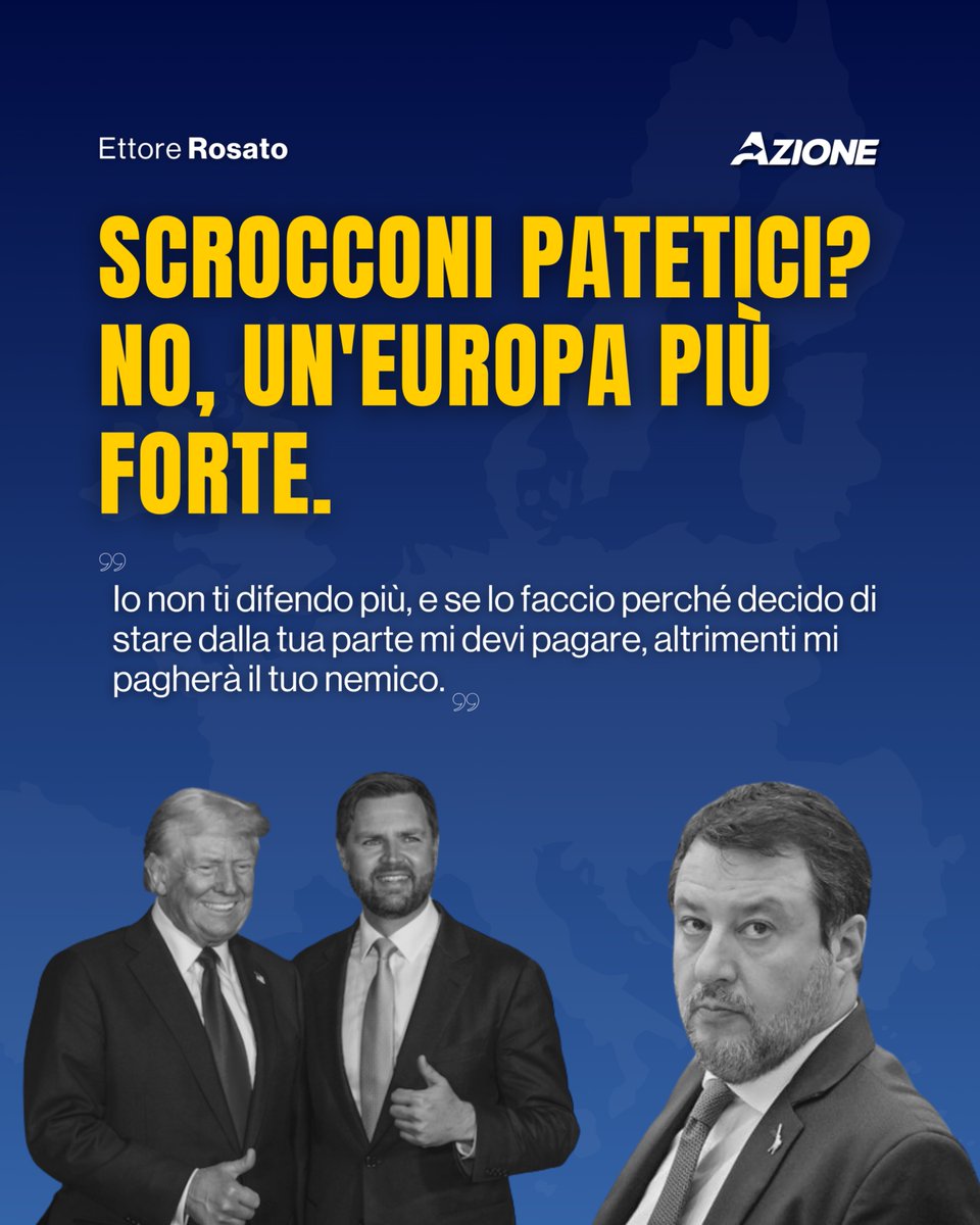Secondo il vicepresidente Vance noi saremmo degli “scrocconi patetici”. 

Vuole essere pagato per combattere il terrorismo, lo dice chiaramente, una sorta di Wagner a stelle e strisce che oggi lavora per noi ma magari la prossima volta lavora per chi lo paga meglio.

Però, aldilà