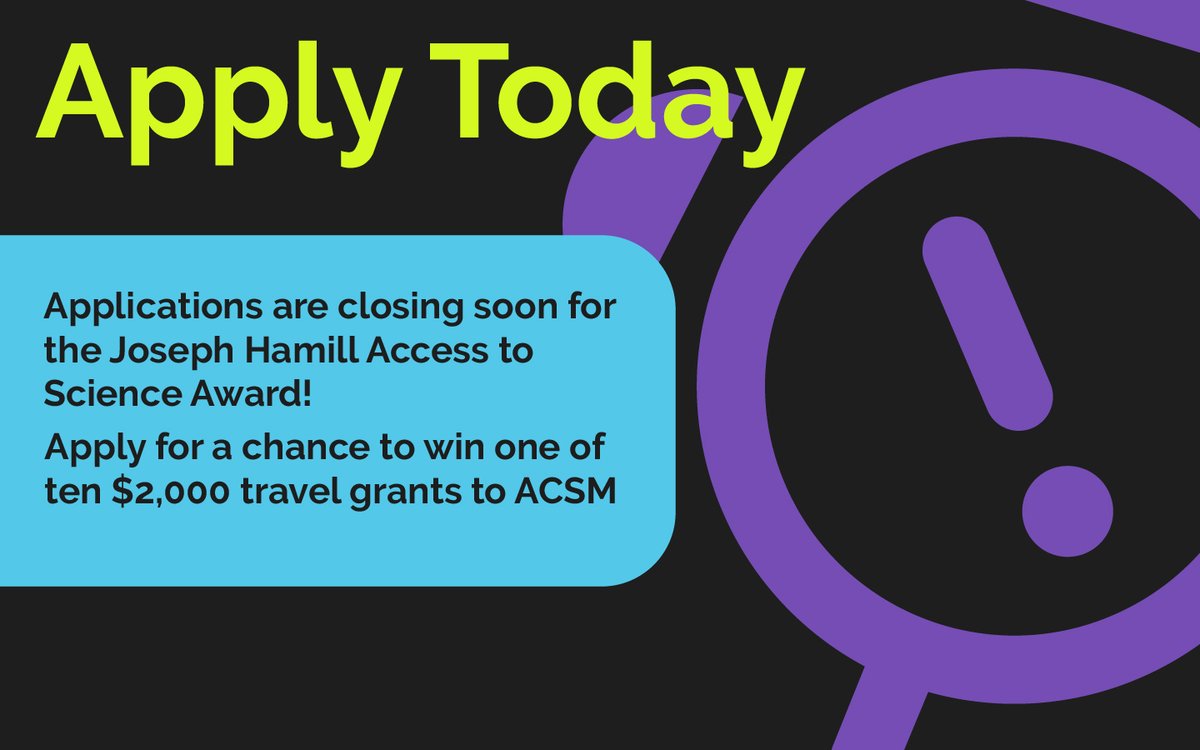 🙀Applications are closing soon for the Joseph Hamill Access to Science Award!

🍑 Students and postdocs, don't miss your chance to visit #Atlanta to meet some of the leading minds in #SportsMedicine at #ACSM!

👇 Apply Below!
🔗 bit.ly/3U2300V