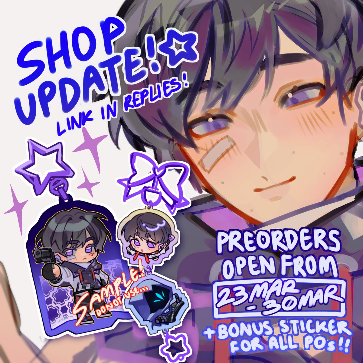 kamiiemii's tweet photo. ✨ AFTER ALL THIS TIME!!! SH0P UPDATE!! 💌

preorders are open until 31 march!! all orders in this period include a bonus sticker :D new items include valo charms, NJG standees, and voca charms!! check it out in the replies ^3^

i hope you find something you like <3 💫 https://t.co/rjhzEC0HzJ