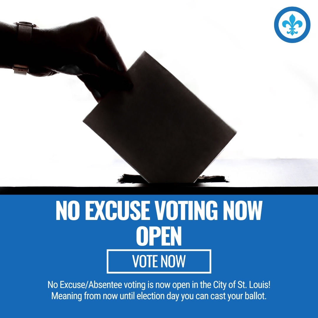 No excuse voting is now open! Make a plan to vote early or on election day. For additional election day polling locations visit: stlcity.maps.arcgis.com/apps/mapviewer…