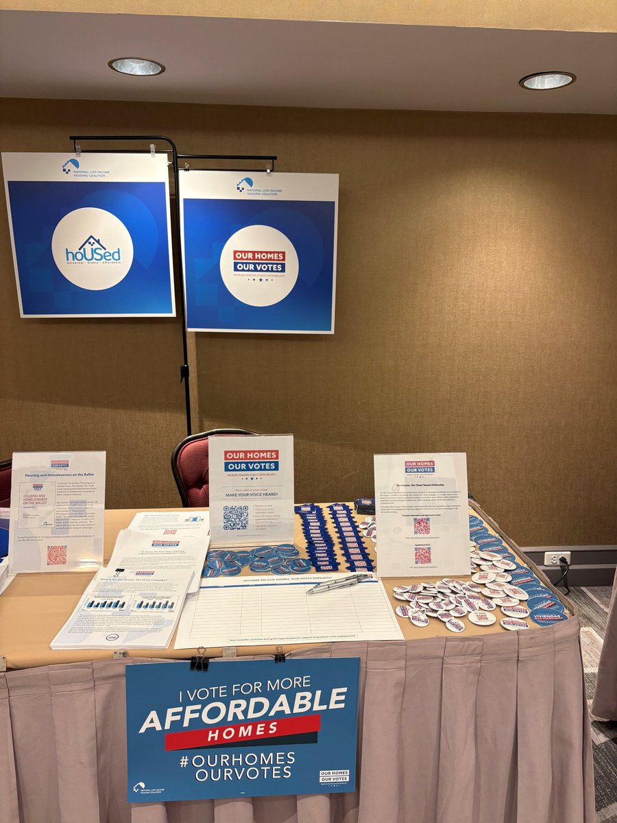 #OurHomesOurVotes is in the Advocacy Center at the <a href="/NLIHC/">National Low Income Housing Coalition</a> Policy Forum! Stop by to update your voter registration, pick up some swag, and learn about opportunities to get involved in nonpartisan election work!