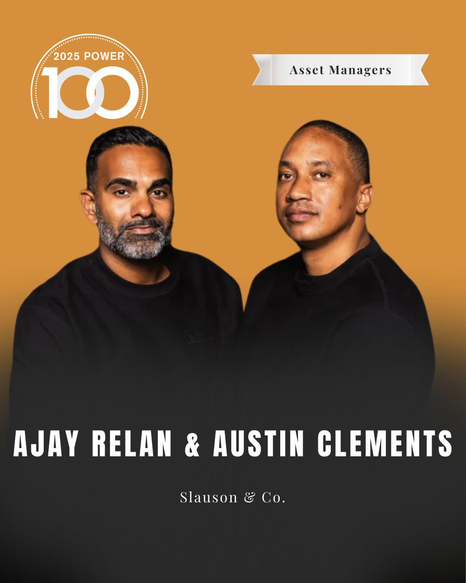 Slauson & Co. (@slausonandco) on Twitter photo For the second year in a row, our Managing Partners Austin Clements and Ajay Relan have been named in the Power100 Asset Managers in Venture Capital list by Blueprint Capital Advisors (<a href="/_blueprintcap/">Blueprint Capital Advisors</a>).
This list celebrates general partners who are delivering strong portfolio For the second year in a row, our Managing Partners Austin Clements and Ajay Relan have been named in the Power100 Asset Managers in Venture Capital list by Blueprint Capital Advisors (<a href="/_blueprintcap/">Blueprint Capital Advisors</a>).
This list celebrates general partners who are delivering strong portfolio