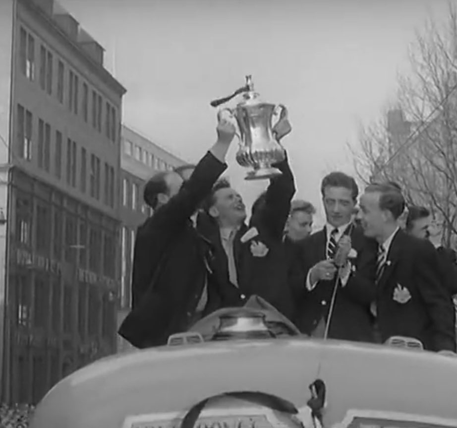 Granda enjoying our last domestic 🏆 bus parade in 1955! Hope everyone that is attending on Saturday has a great time 🖤🤍