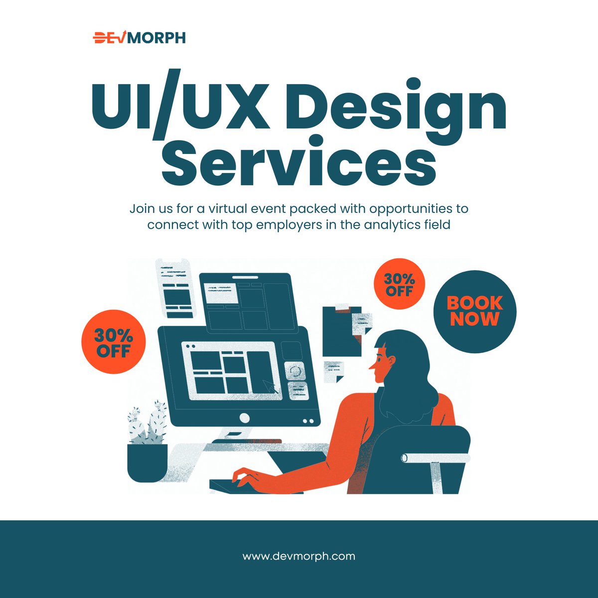 devmorphs's tweet image. Looking to enhance your website or app with a seamless, user-friendly experience? Our UI/UX design services help you create stunning, high-converting interfaces that keep users engaged.

Limited Offer: Get 30% OFF! Book now and elevate your digital experience!