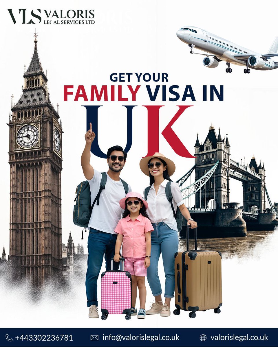 ValorisLegal's tweet photo. Bringing your loved ones to the UK can be a complex process, but we’re here to make it easier for you! Whether it's a spouse visa, child visa, or elderly dependent visa
📍 Website: https://t.co/8snBRZYPhq
📧 Email: info@valorislegal.co.uk
📲 Call: +44 3302236781

#FamilyVisaUK https://t.co/BqeKUOlmJu