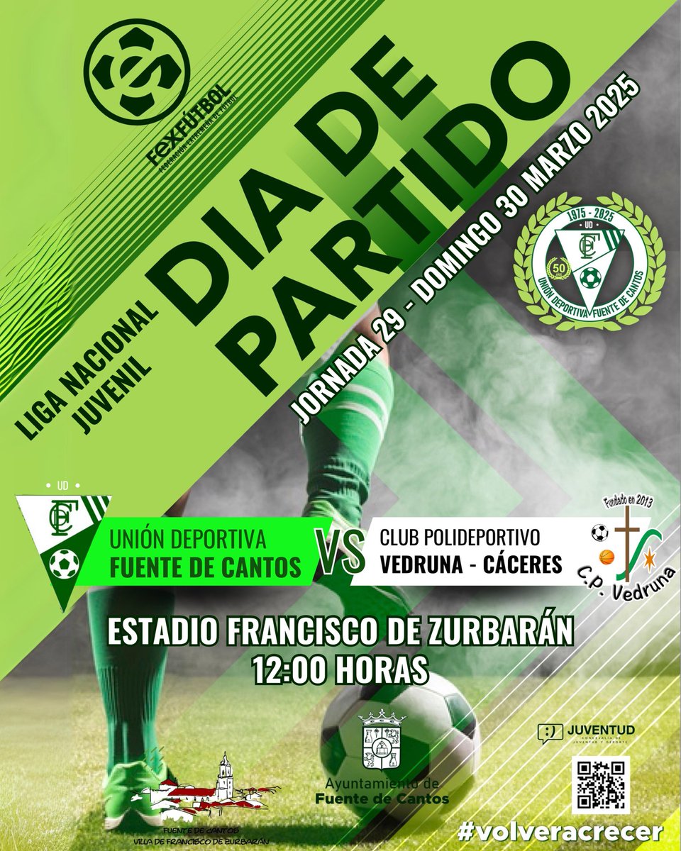 #JUVENILES #LIGANACIONAL.

⚔️ Liga Nacional Jornada 29
🆚 CP Vedruna-Cáceres
🕢 Domingo 30 marzo 2025 - 12:00H
🏟️ Estadio Francisco de Zurbarán

#VolverACrecer