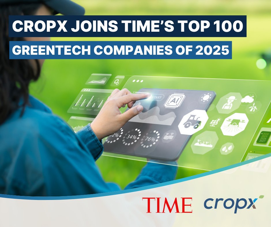 🚀 CropX Joins TIME’s Top 100 Greentech Companies of 2025! 🌍🌱

Precision. Impact. Sustainability. That’s what drives us. Being recognized by <a href="/TIME/">TIME</a> as one of the world’s top 100 Greentech companies is proof that smart farming isn’t just the future, it’s happening now.

With