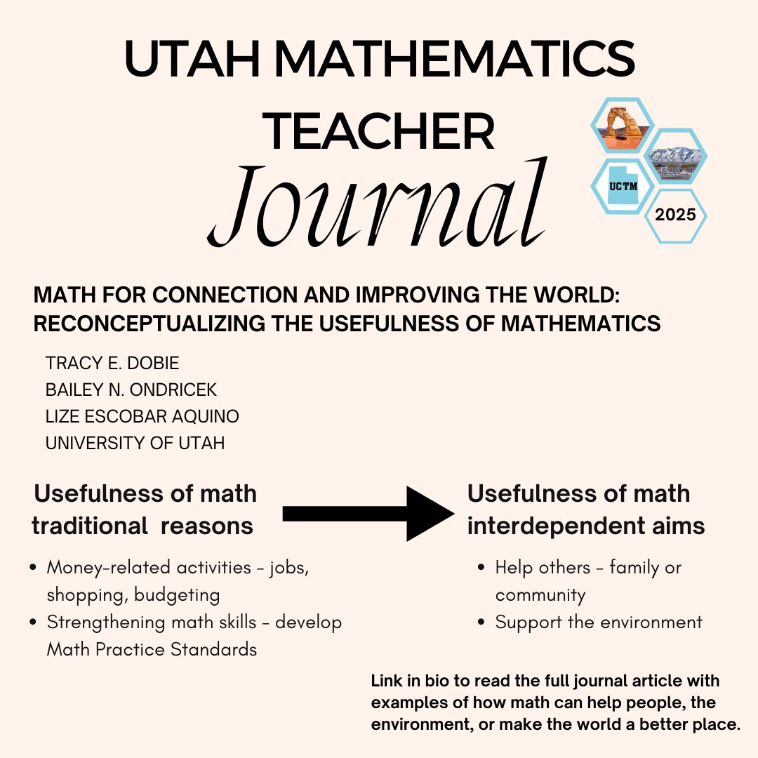 UCTM_math's tweet image. 🌍 How can math make the world a better place? Click the link in bio to read the full article and discover inspiring examples!

#MathForChange #MathConnections #UCTM #MathInAction #TeachingMathematics #MakingADifference