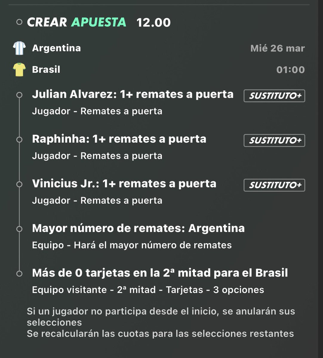 CumePicks's tweet photo. Aquí os dejamos una cuota 12 para el partido Argentina- Brasil https://t.co/tWbzAvj7XE