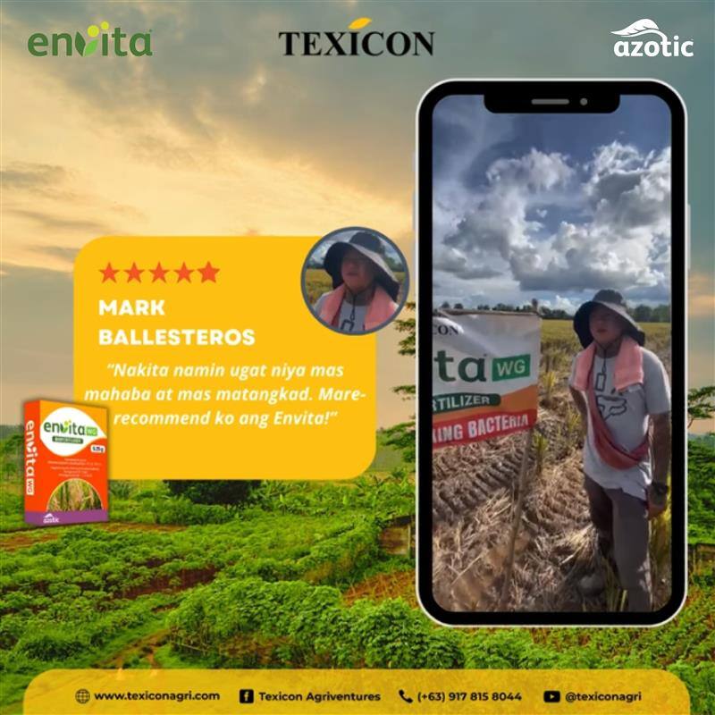 Envita® in the Philippines increasing plant growth leading to a noticeable yield in rice. Watch Mark Ballesteros' testimonial ➡️bit.ly/4hIfeEI.
#azotic #envita #texicon #nitrogenfixation #agriculture #agritech #farming #farmtech