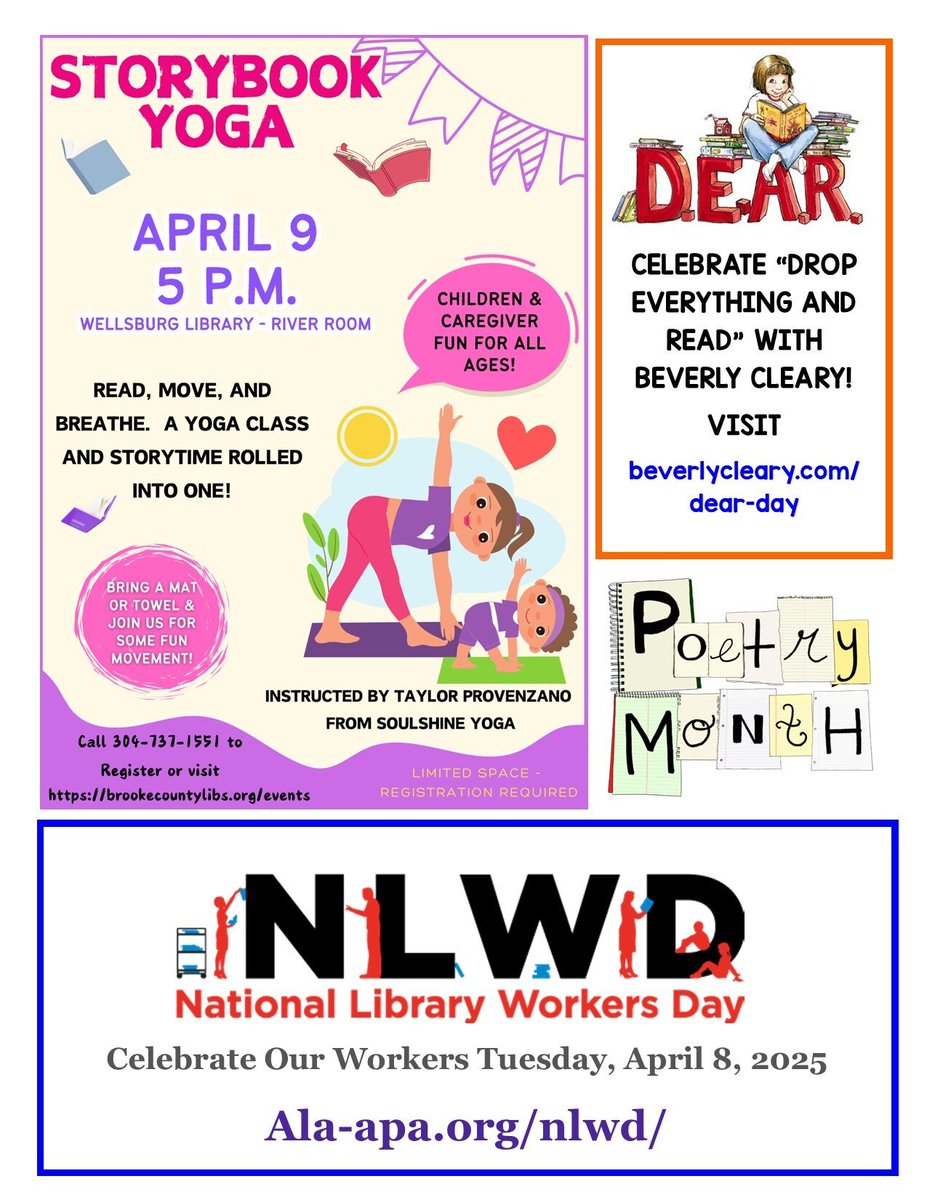 BrookePublic's tweet photo. April 2025 Newsletter
To register for programs online, visit https://t.co/4Geu9AfwRB
To see what you can do &/or access with your library card from the comforts of your home, visit https://t.co/e3B4A7WeKY
#WVLibraryProgramsRock
#SaveTheDates
#LibrariesRock
#ebooklove
1/6 https://t.co/WZLGIyL9ob