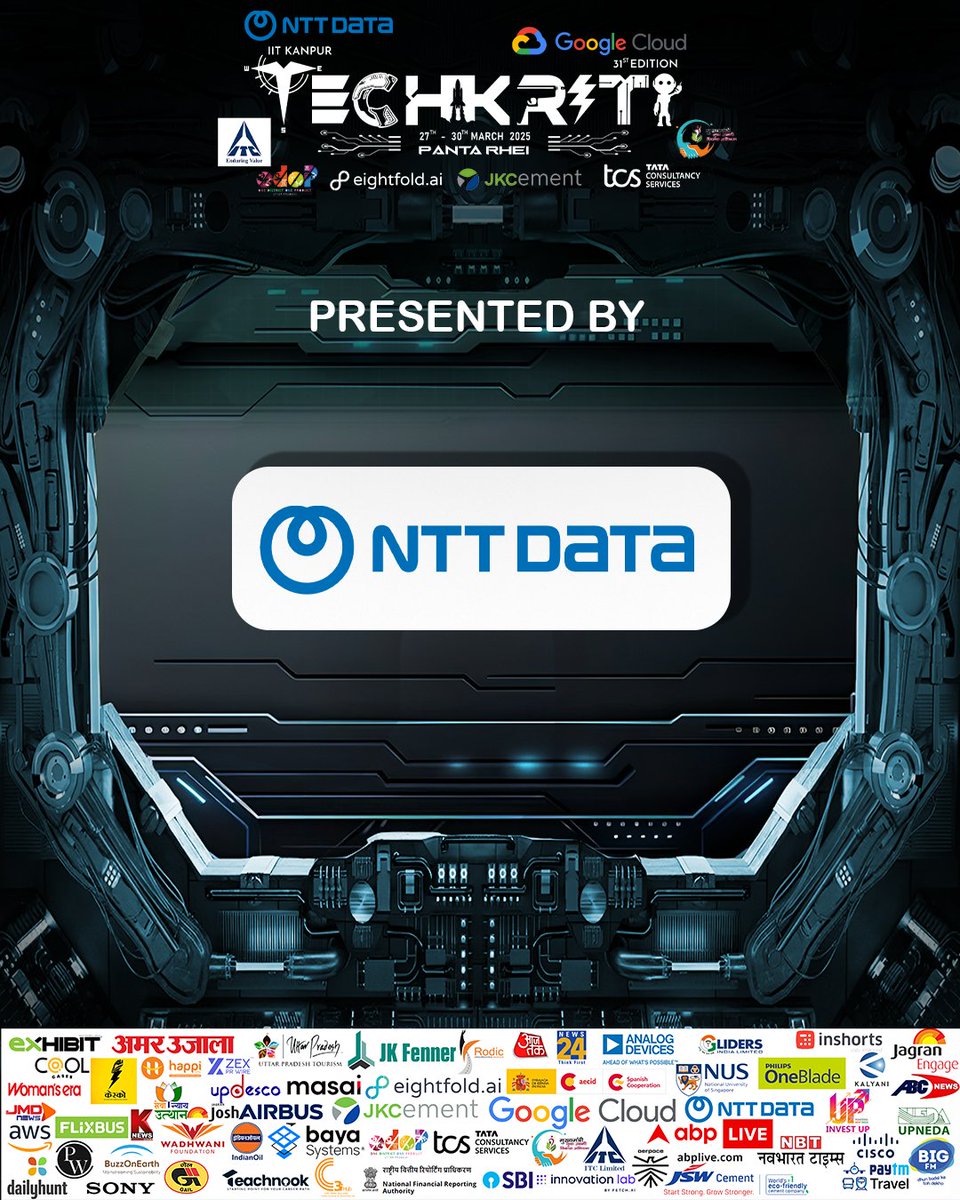 techkriti_iitk's tweet image. Techkriti’25 proudly announces NTT DATA as our PRESENTED BY Sponsor for 31st Edition of Asia’s Largest Technical & Entrepreneurial Festival, Techkriti | IIT Kanpur.
#Techkriti25 #NTTDATA #InnovationUnleashed #PanthaRhei #31stEdition #marketing