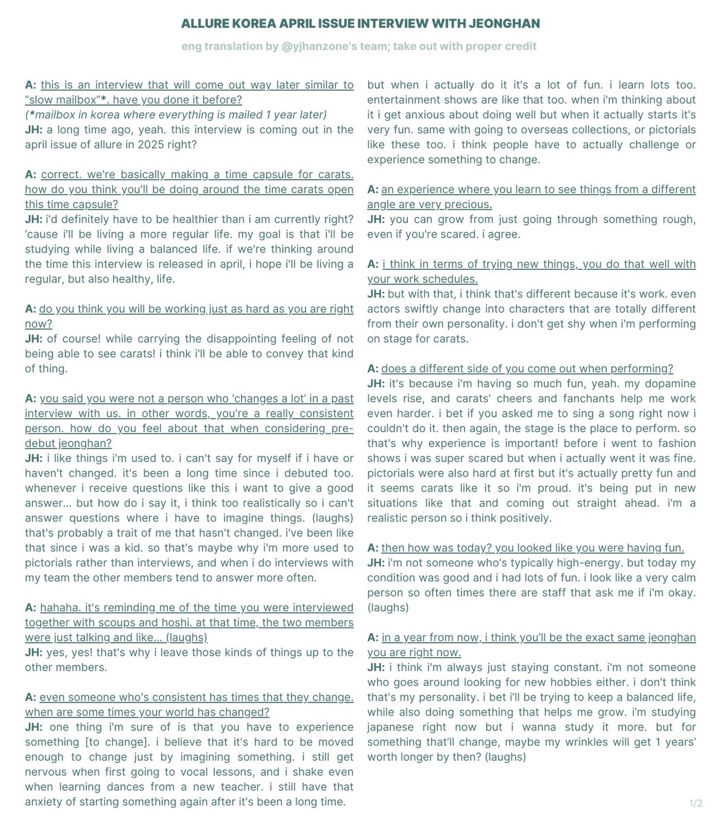 yjhanzone's tweet photo. allure korea april issue full interview with jeonghan english translation (1/2)

#정한 #JEONGHAN https://t.co/30jGny66ua