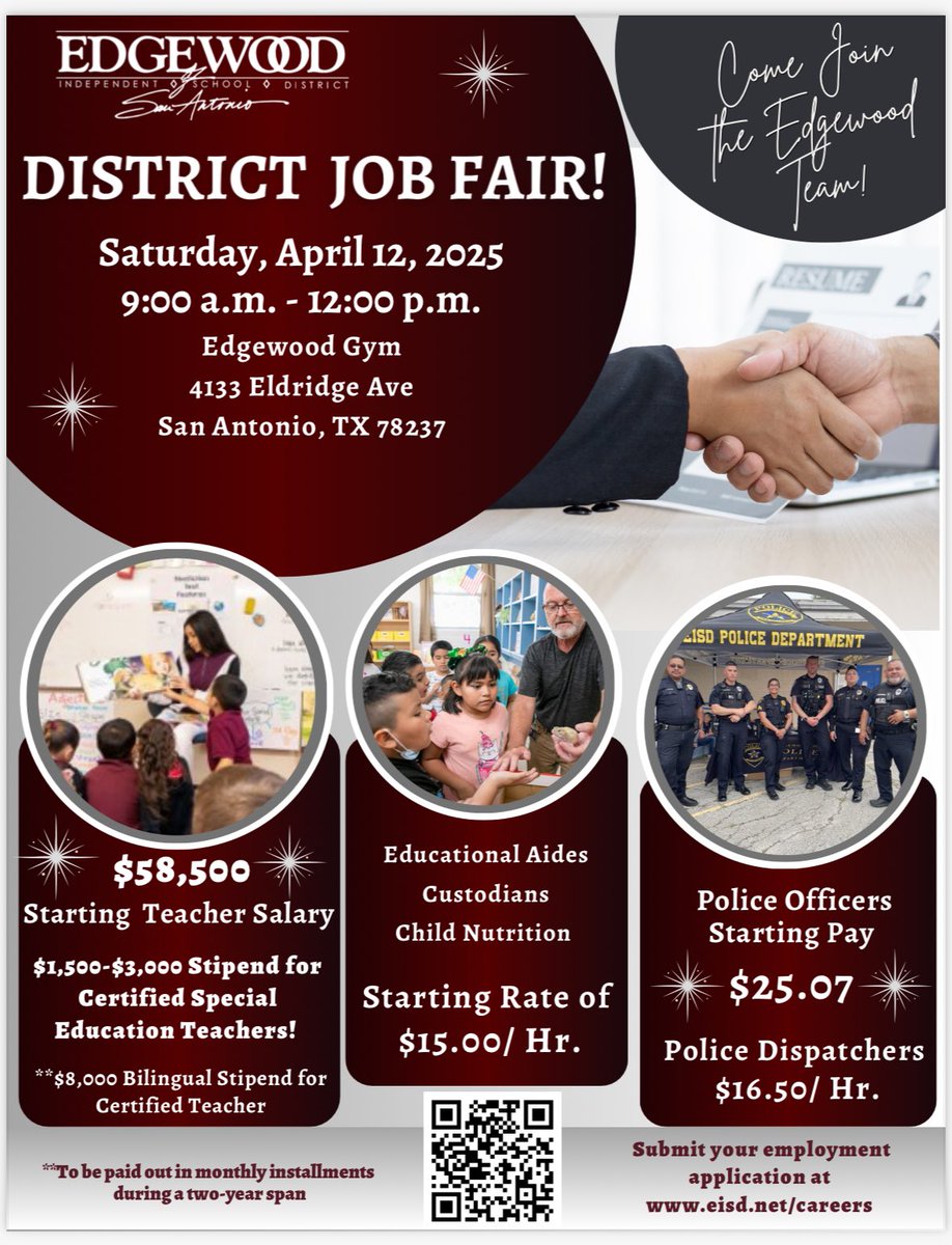 Come join us for a job fair on April 12th and learn about all the exciting job opportunities the district has to offer.