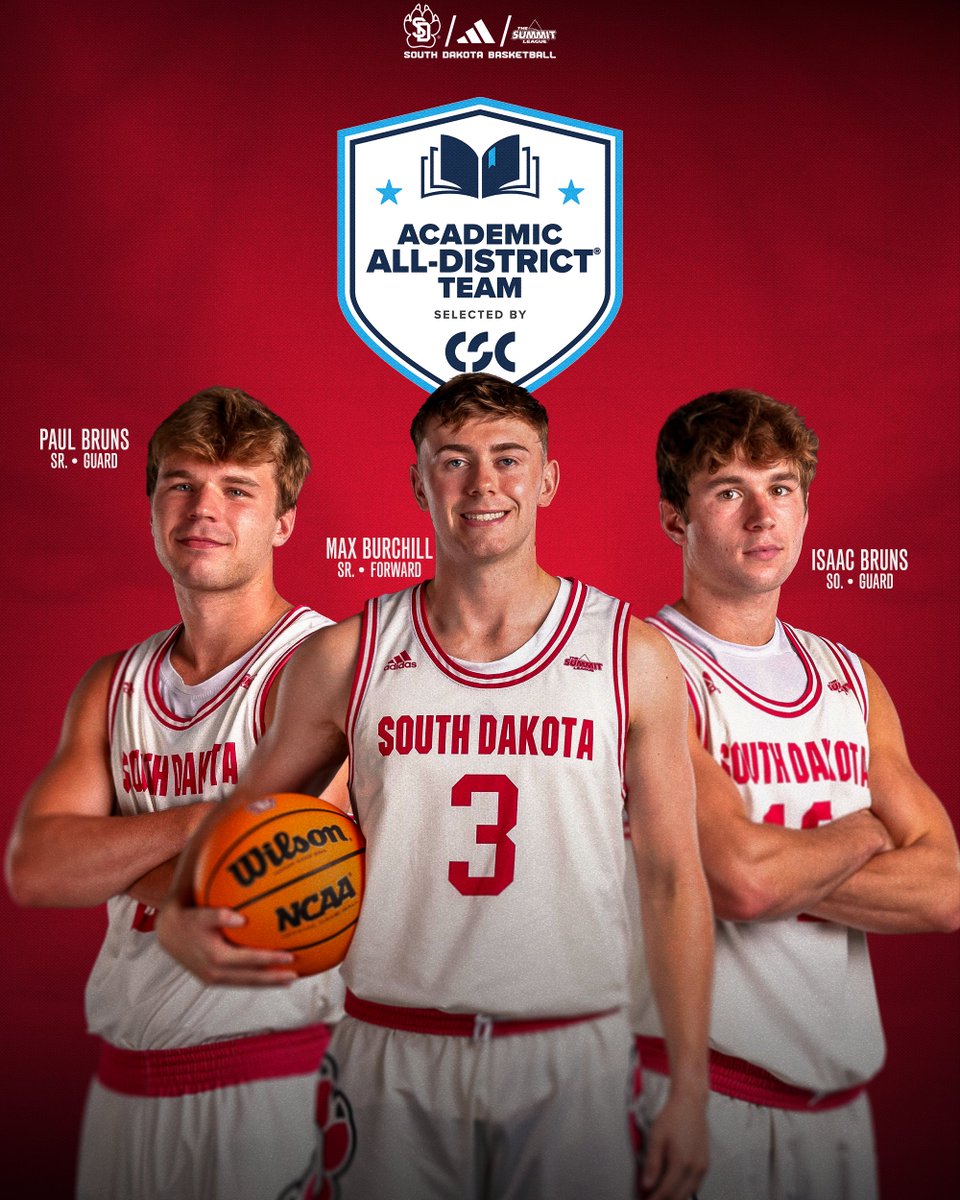 Getting it done on the court and in the classroom! 📚

Congrats to our guys Paul, Max &amp; Isaac on being named to the CSC Academic All-District Team!

#GoYotes x #WeAreSouthDakota