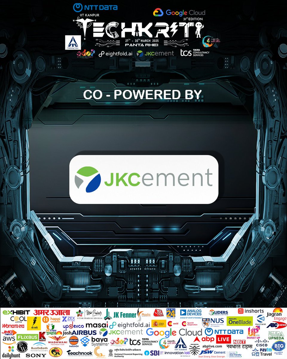 techkriti_iitk's tweet image. Techkriti’25 proudly announces JK CEMENT as our CO-POWERED BY Sponsor for 31st Edition of Asia’s Largest Technical & Entrepreneurial Festival, Techkriti | IIT Kanpur.
#Techkriti25 #InnovationUnleashed #PanthaRhei #31stEdition #marketing