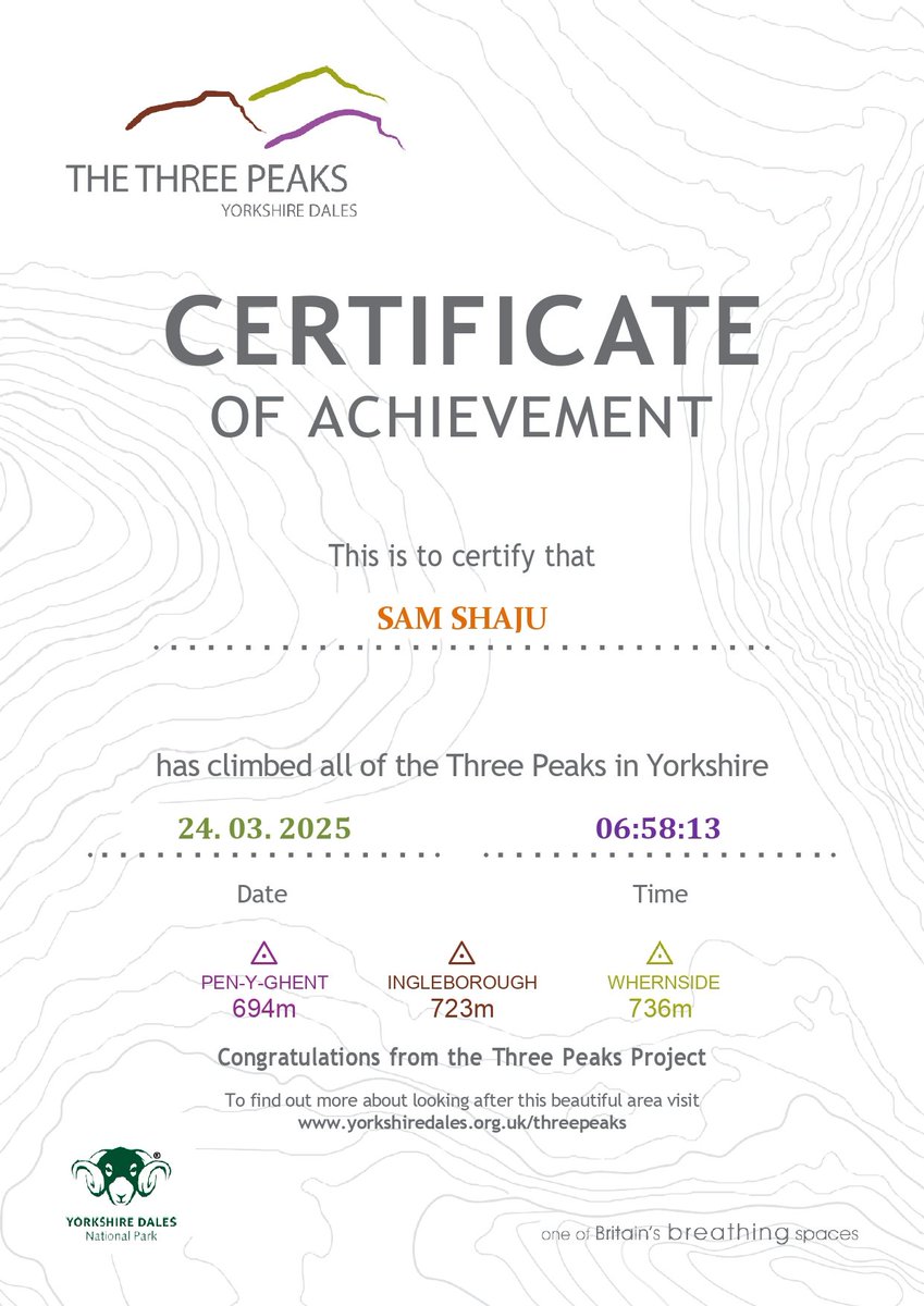 It's time to challenge myself to make it better next time  😅  But 6 hr 58 min is not quite bad, innit ? 

#yorkshire3peakschallenge 
#solochallenge 
#solowalker
