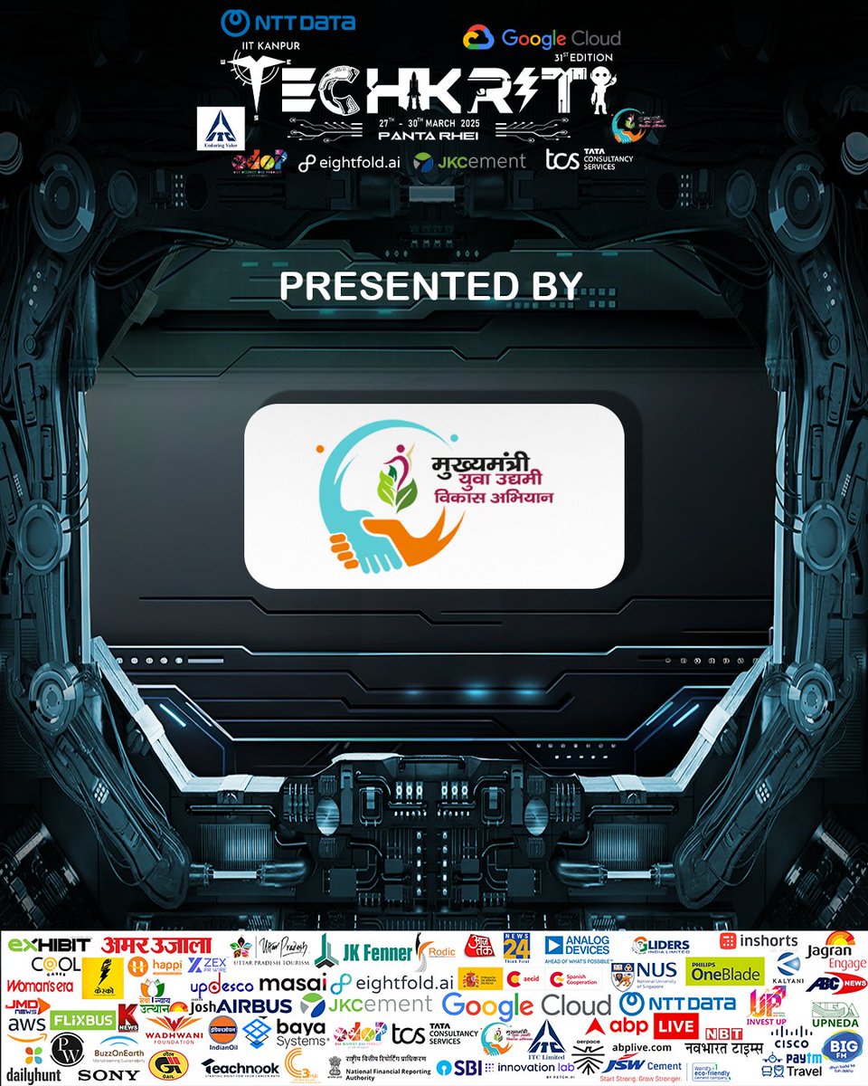 techkriti_iitk's tweet image. Techkriti’25 proudly announces CM-YUVA as our PRESENTED BY SPONSOR for 31st Edition of Asia’s Largest Technical & Entrepreneurial Festival, Techkriti | IIT Kanpur.
#Techkriti25 #InnovationUnleashed #PanthaRhei #31stEdition #marketing