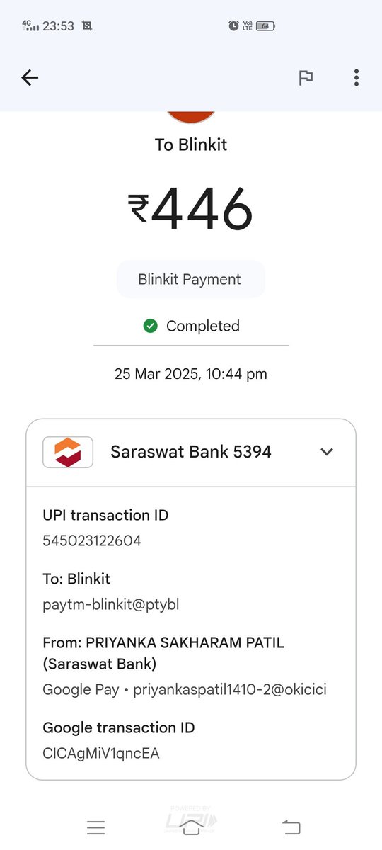 sujay_ms2310's tweet photo. @letsblinkit Paid twice for the order due to transaction failed but both the time amount debited. Attached screenshot https://t.co/voBwENHjzq
