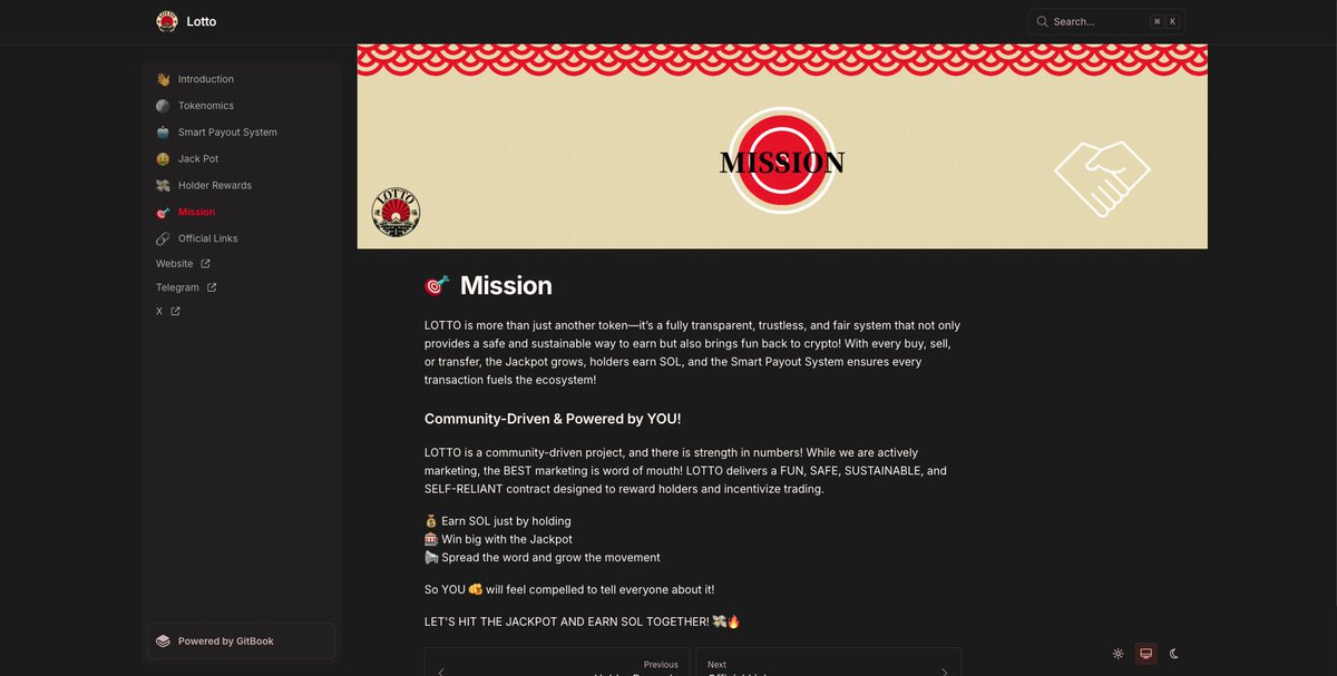 🎯 Mission: Bring Fun + Fair Rewards to <a href="/Solana/">Solana</a>!

LOTTO isn’t just another token—
It’s a transparent, trustless, and rewarding:
💰 You earn $SOL by holding
🎰 Every TX grows the Jackpot
⚙️ Smart Payouts fuel the flywheel

Will your play for the Jack Pot or Hold for Rewards!? 💸🔥