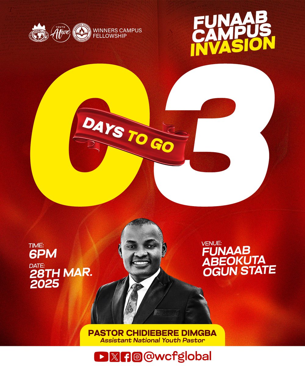 wcfglobal's tweet photo. 🔥 3 DAYS TO GO! 🔥

There is a time to watch, and there is a time to move. This is a time to move!

The atmosphere is charged. Revival is near!

Are you ready for what God is about to do? Don’t be left out!

Come expectant. Come with fire! https://t.co/XKZaW8qgld