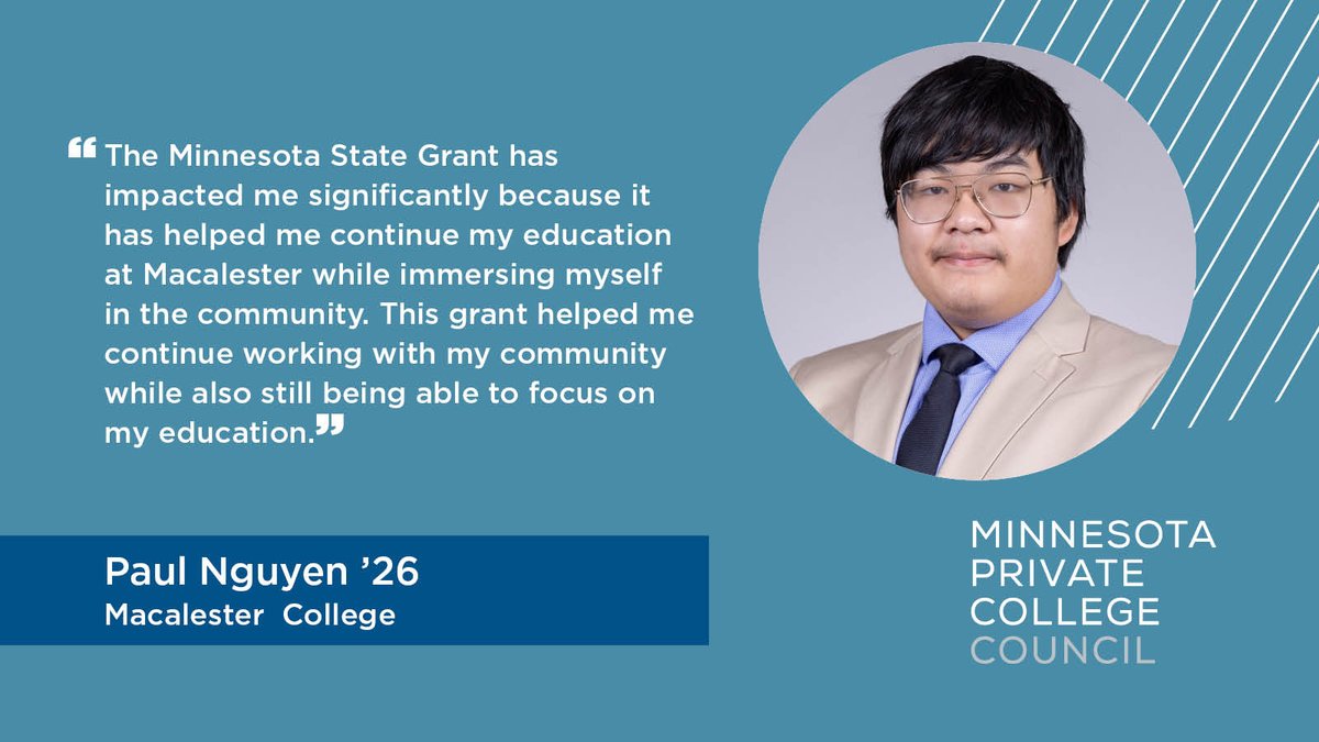 mnprivcolleges's tweet photo. Engagement with and commitment to one's community combined with the Minnesota State Grant keeps students in Minnesota, for college and potentially for work.

#Minnesota #MnLeg #StudentAid #FinancialAid https://t.co/cc5xg0ll7b