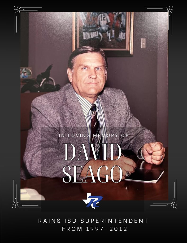 It is with deep sorrow that we inform you of the passing of Mr. David Seago, who served as RISD Superintendent from 1997 to 2012. 

We extend our heartfelt condolences and prayers to his family, friends, and all who were touched by his leadership and kindness.