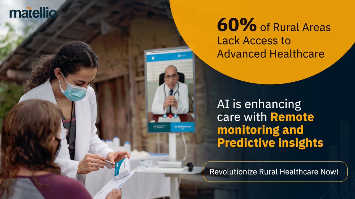 Rural healthcare is facing challenges, but AI can help! 
Matellio’s AI-powered solutions improve access, boost efficiency, and enable early disease detection.
Empower your rural healthcare today with our expertise. buff.ly/hEPl2b0 

#AIinHealthcare #RuralHealth