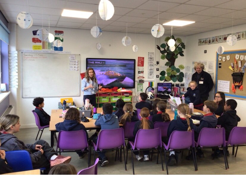 Hendrefoilan's tweet photo. As part of their topic Rainbow Fish wanted to learn about water safety. today we were lucky enough to be visited by Kate and Rob from the RNLI who told us all about how to stay safe near water and the amazing work that the @RNLI do. #hdfpRF #hdfpHaW #hdfpHCI https://t.co/LGkvdeiLaI