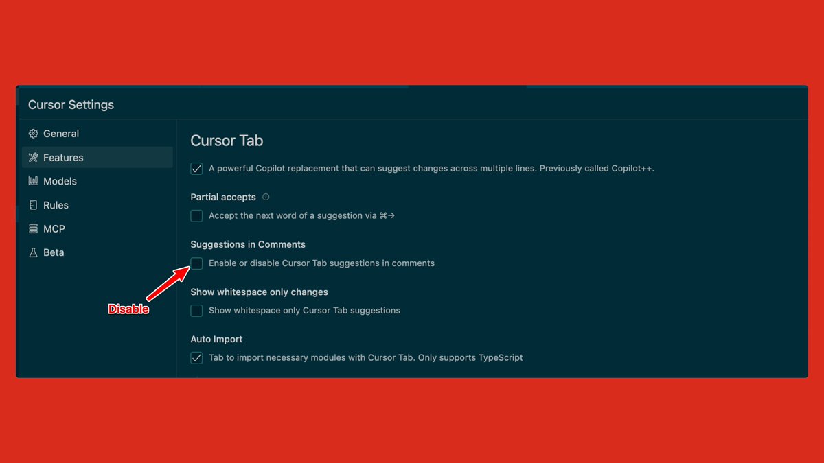 Just found out you can disable autocomplete in cursor when typing comments. It can be so distracting.