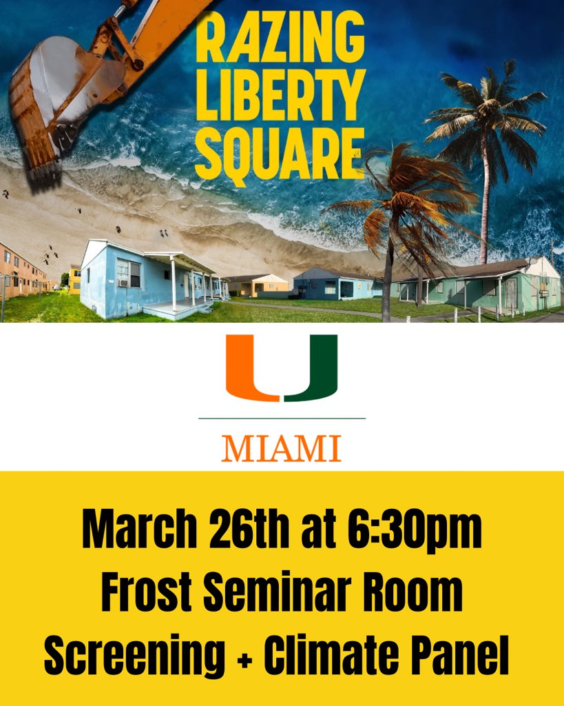 Sink or Swim? (@miamisearise) on Twitter photo Join me March 26th in the University of Miami’s Frost Molecular Science building at 6:30 pm for the screening of Razing Liberty Square and a climate discussion with Caroline Lewis of the <a href="/CLEOInstitute/">The CLEO Institute</a> and Valencia Gunder of <a href="/SmileTrustInc/">The Smile Trust</a>! Register here: eventbrite.com/e/razing-liber… Join me March 26th in the University of Miami’s Frost Molecular Science building at 6:30 pm for the screening of Razing Liberty Square and a climate discussion with Caroline Lewis of the <a href="/CLEOInstitute/">The CLEO Institute</a> and Valencia Gunder of <a href="/SmileTrustInc/">The Smile Trust</a>! Register here: eventbrite.com/e/razing-liber…