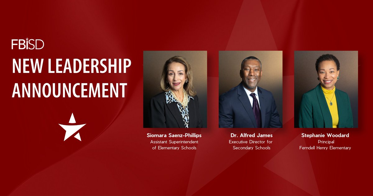 Join us in celebrating the three newest leaders in Fort Bend ISD, recently approved by our Board of Trustees! 🎉 We are thrilled to welcome these dedicated professionals into their new roles, and we look forward to the positive impact they will have on our students, staff, and