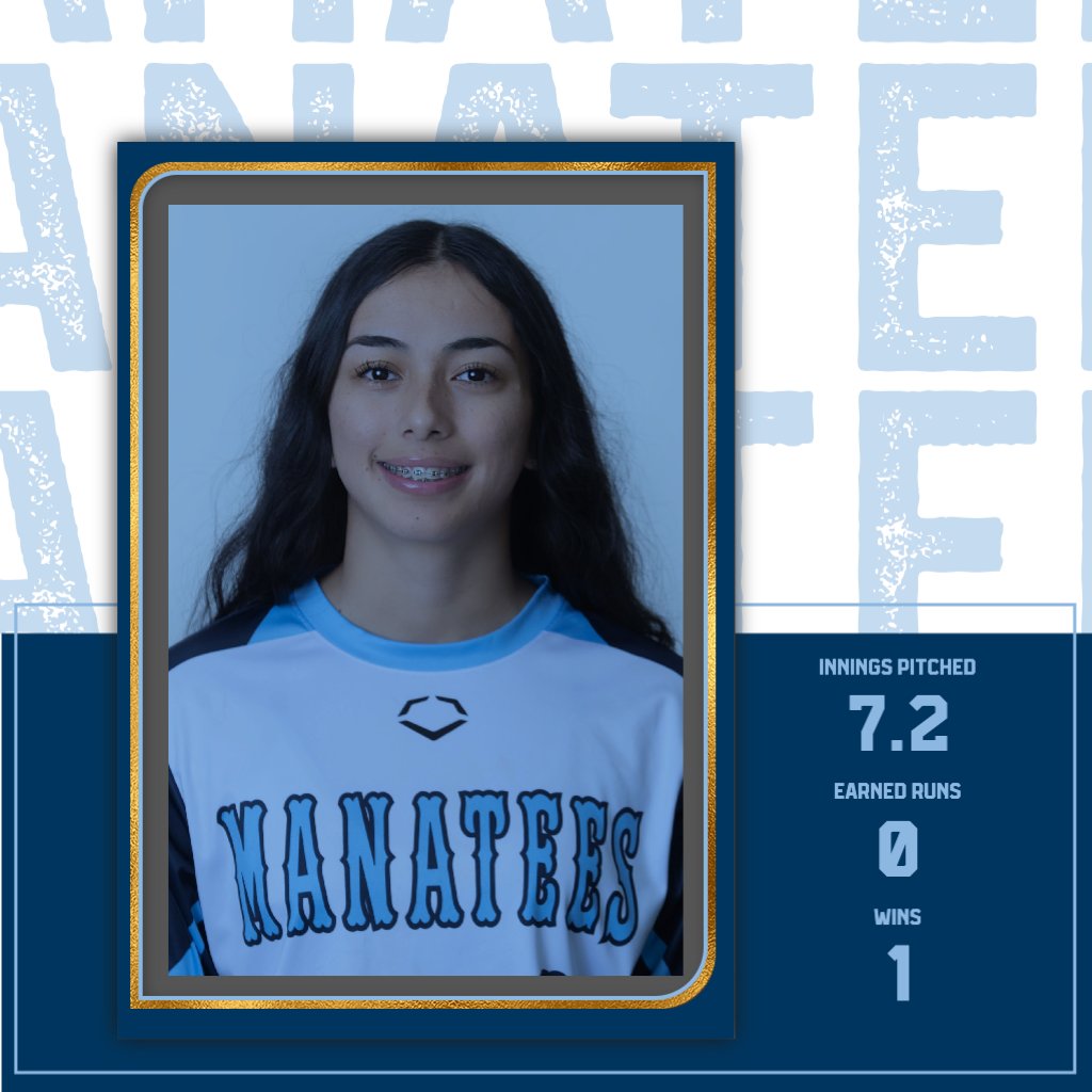 SCF Manatees (@scfmanatees) on Twitter photo Congratulations to <a href="/SCFManateesSB/">SCFManateesSB</a>'s A'Lana Martinez, as she was named Pitcher of the Week for the week of March 16-22.
A'Lana pitched 7.2 scoreless innings, including a complete game shutout against FSCJ on 3/22. In addition, A'Lana batted .416 with a triple and 3 RBI. Congratulations to <a href="/SCFManateesSB/">SCFManateesSB</a>'s A'Lana Martinez, as she was named Pitcher of the Week for the week of March 16-22.
A'Lana pitched 7.2 scoreless innings, including a complete game shutout against FSCJ on 3/22. In addition, A'Lana batted .416 with a triple and 3 RBI.