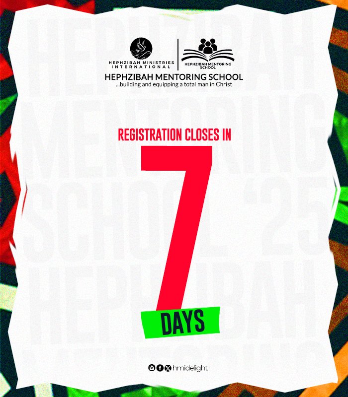 HMIdelight's tweet photo. HMS Registration for Cohort 25.2 closes in 7 Days

Register now using the link in bio.
https://t.co/fEFo1aWOEu

#HMS2025
#HephzibahMentoringSchool
#GreatGrace
#HephzibahMinistriesInternational https://t.co/bvOPm7X9jV