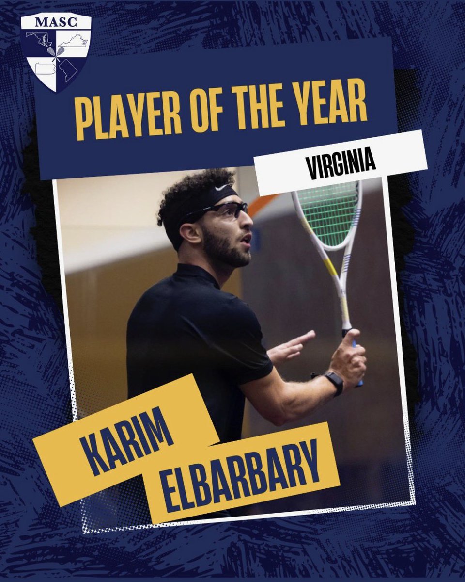 UVASquash's tweet image. Congrats to Karim Elbarbary on winning @mascsquash Men's Player of the Year!!!
🔗 virginiasports.com/news/2025/03/2…