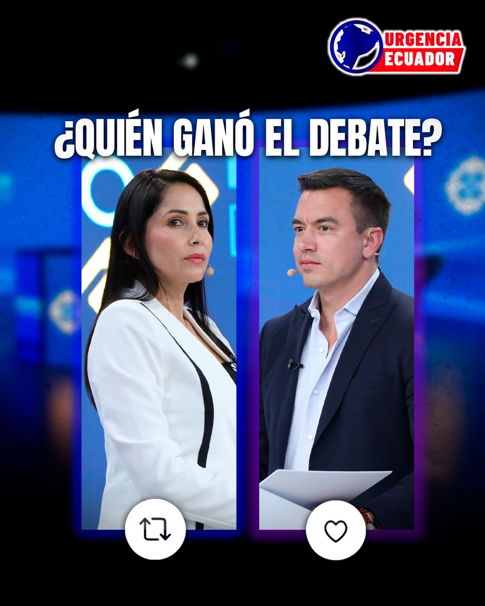 ⚫ ¿Quién ganó el Debate?

   Daniel Noboa ❤️   \  Luisa González 🔁