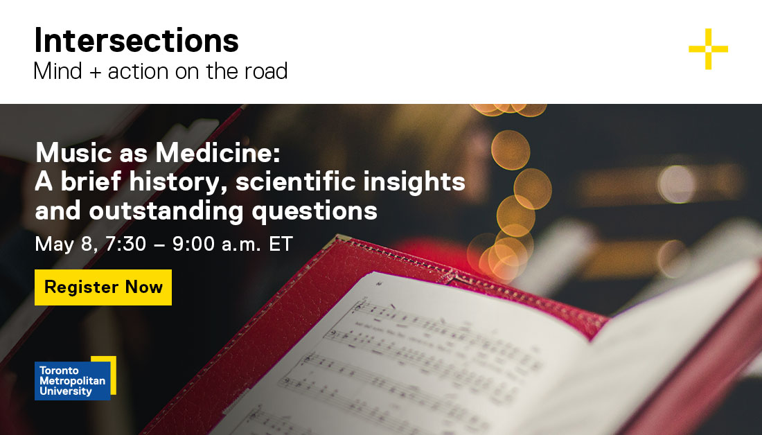 Toronto Metropolitan University Alumni (@alumnitmu) on Twitter photo 🎶 Can music be a medicine? Discover how it can boost mood, alleviate anxiety and promote wellbeing! Join us May 8 at <a href="/ScarboroGolf/">Scarboro Golf & Country Club</a> for an interactive talk by <a href="/thinkauditory/">Frank Russo</a> on music's healing power.
RSVP: ow.ly/A7Kw50VopLQ 🎶 Can music be a medicine? Discover how it can boost mood, alleviate anxiety and promote wellbeing! Join us May 8 at <a href="/ScarboroGolf/">Scarboro Golf & Country Club</a> for an interactive talk by <a href="/thinkauditory/">Frank Russo</a> on music's healing power.
RSVP: ow.ly/A7Kw50VopLQ